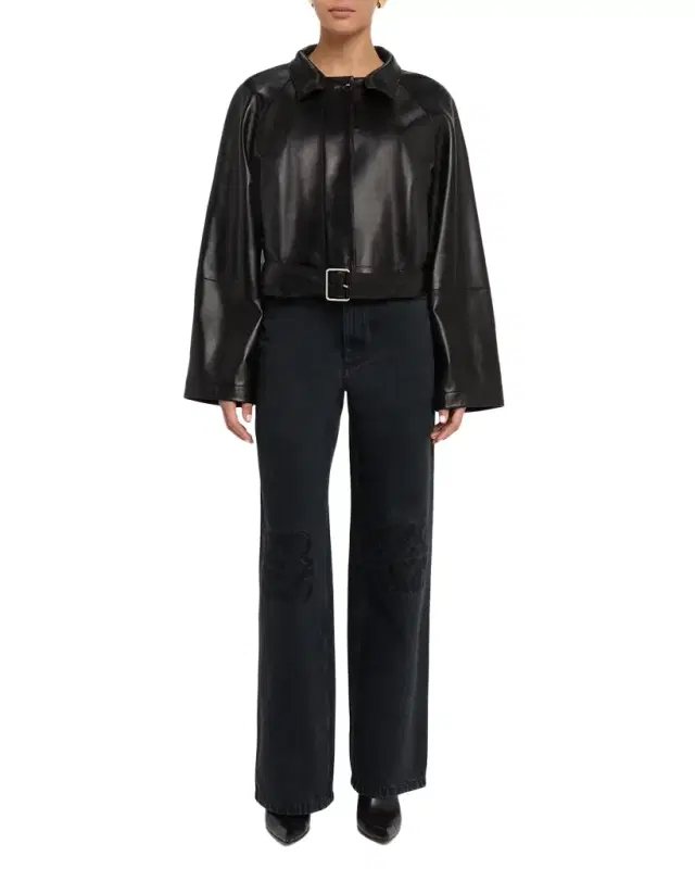 Tonal Anagram Baggy Wide-Leg Jeans