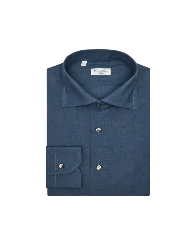 Men's Cotton Melange Spread-Collar Sport Shirt