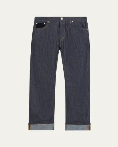 Bottega Veneta Men's Rinsed Denim Intreccio-Pocket Jeans | Thumbnail 5