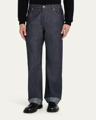 Bottega Veneta Men's Rinsed Denim Intreccio-Pocket Jeans | Thumbnail 8