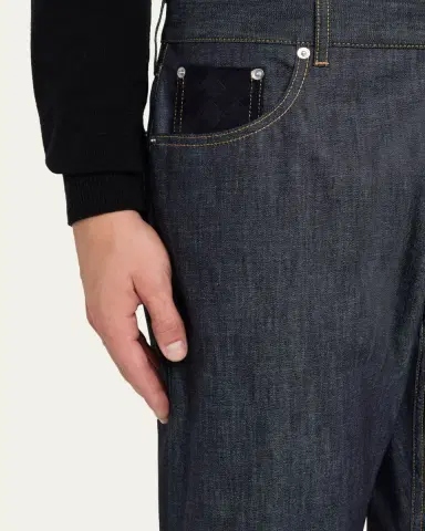 Bottega Veneta Men's Rinsed Denim Intreccio-Pocket Jeans | Thumbnail 9