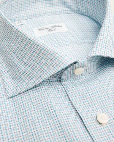 Cesare Attolini Men's Cotton Check Barrel Cuff Dress Shirt | Thumbnail 2 Cesare Attolini Men's Cotton Check Barrel Cuff Dress Shirt | Thumbnail 2