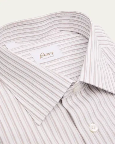Brioni Men's Cotton Multi-Stripe Dress Shirt | Thumbnail 2