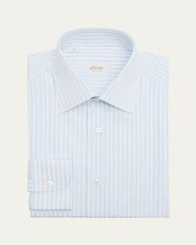 Brioni Men's Cotton Multi-Stripe Dress Shirt | Thumbnail 3