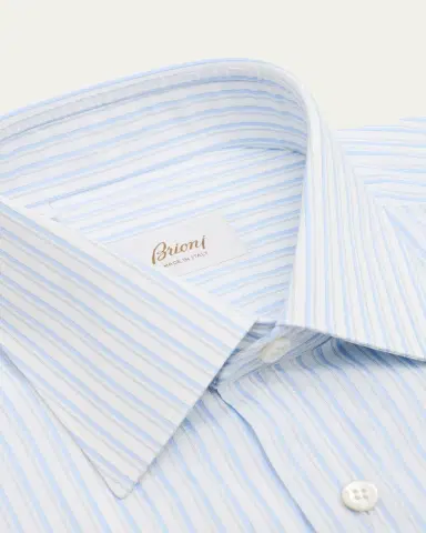 Brioni Men's Cotton Multi-Stripe Dress Shirt | Thumbnail 4