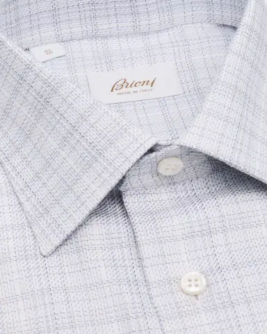 Brioni Men's Cotton Woven Plaid Dress Shirt | Thumbnail 2