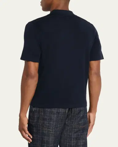 Burberry Men's Wool Knit Check-Placket Polo Shirt | Thumbnail 3 Burberry Men's Wool Knit Check-Placket Polo Shirt | Thumbnail 3