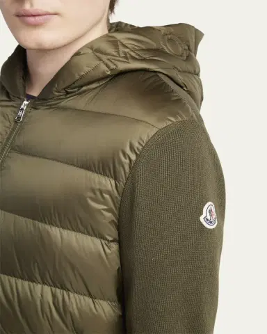 Moncler Men's Padded Nylon Knit-Sleeve Hooded Cardigan | Thumbnail 5