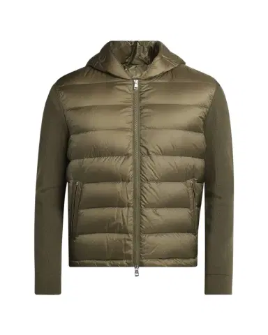 Moncler Men's Padded Nylon Knit-Sleeve Hooded Cardigan | Thumbnail 1