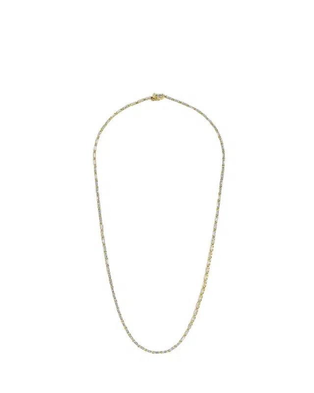 18K Yellow Gold Linear Full Diamond Tennis Necklace