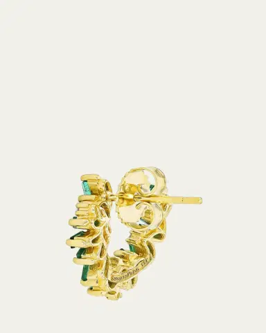 Suzanne Kalan 18K Yellow Gold Bold Burst Emerald Sideways Mini Hoop Earrings | Thumbnail 2 Suzanne Kalan 18K Yellow Gold Bold Burst Emerald Sideways Mini Hoop Earrings | Thumbnail 2
