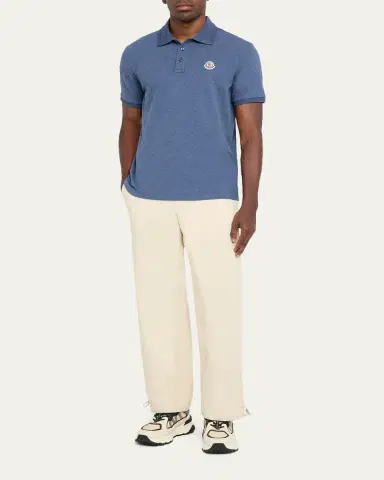 Moncler Men's Leather-Emblem Polo Shirt | Thumbnail 6 Moncler Men's Leather-Emblem Polo Shirt | Thumbnail 6