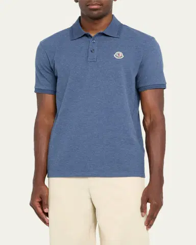Moncler Men's Leather-Emblem Polo Shirt | Thumbnail 8 Moncler Men's Leather-Emblem Polo Shirt | Thumbnail 8