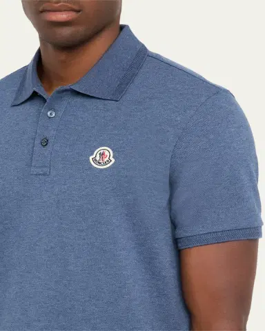 Moncler Men's Leather-Emblem Polo Shirt | Thumbnail 9 Moncler Men's Leather-Emblem Polo Shirt | Thumbnail 9