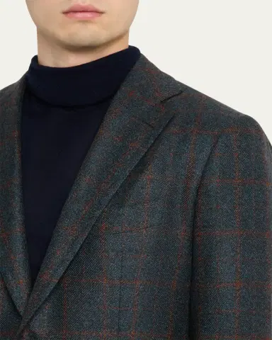 Cesare Attolini Men's Plaid Cashmere Two-Button Jacket | Thumbnail 5 Cesare Attolini Men's Plaid Cashmere Two-Button Jacket | Thumbnail 5