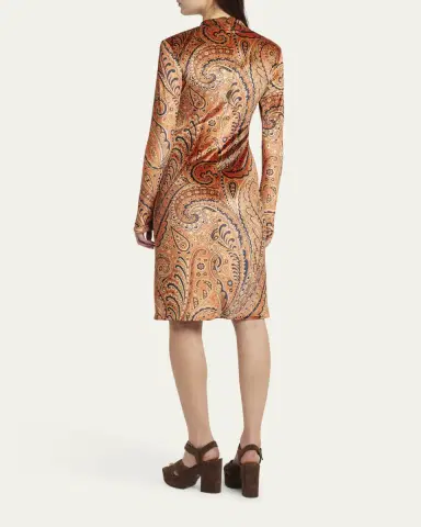 Etro Long-Sleeve Velvet Paisley Dress | Thumbnail 3 Etro Long-Sleeve Velvet Paisley Dress | Thumbnail 3