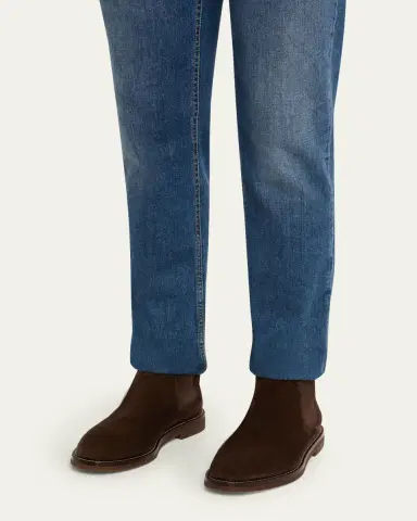 Brunello Cucinelli Men's Suede Flex-Sole Chelsea Boots | Thumbnail 7