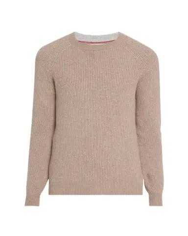 Brunello Cucinelli Men's Cashmere English Rib Crewneck Sweater | Thumbnail 1