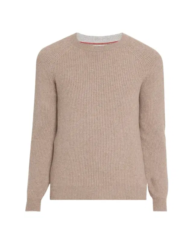 Brunello Cucinelli Men's Cashmere English Rib Crewneck Sweater