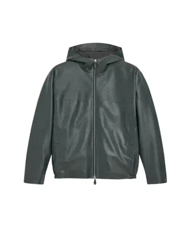 Berluti Men's B-Way Scritto Leather Hooded Jacket | Thumbnail 1