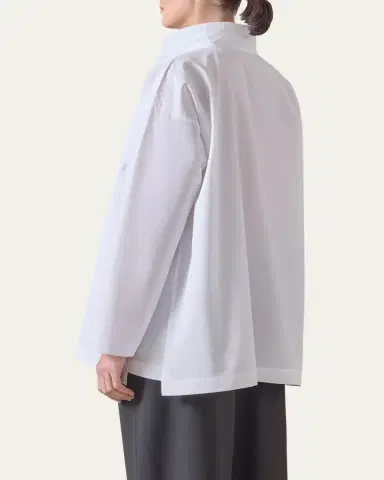 Eskandar Slim A-Line Double Stand Collar Shirt with Stepped Insert (Long Length) | Thumbnail 3 Eskandar Slim A-Line Double Stand Collar Shirt with Stepped Insert (Long Length) | Thumbnail 3