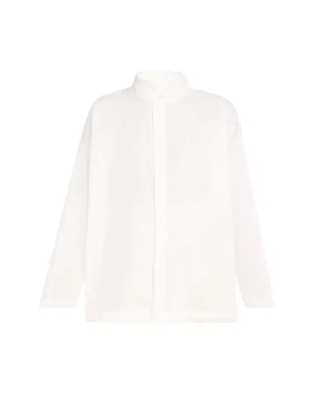 Eskandar Slim A-Line Double Stand Collar Shirt with Stepped Insert (Long Length)