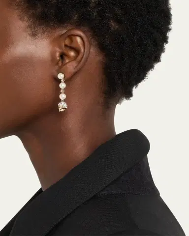 Alexander McQueen Pearly Skull Drop Earrings | Thumbnail 2
