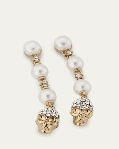 Alexander McQueen Pearly Skull Drop Earrings | Thumbnail 3