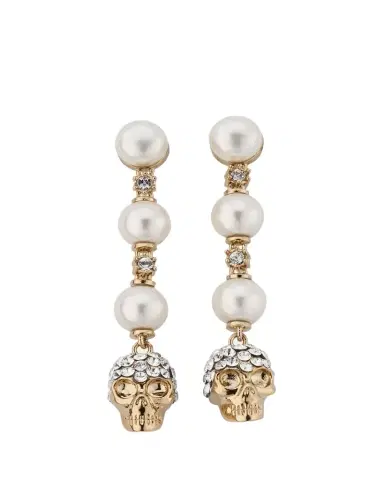 Alexander McQueen Pearly Skull Drop Earrings | Thumbnail 1