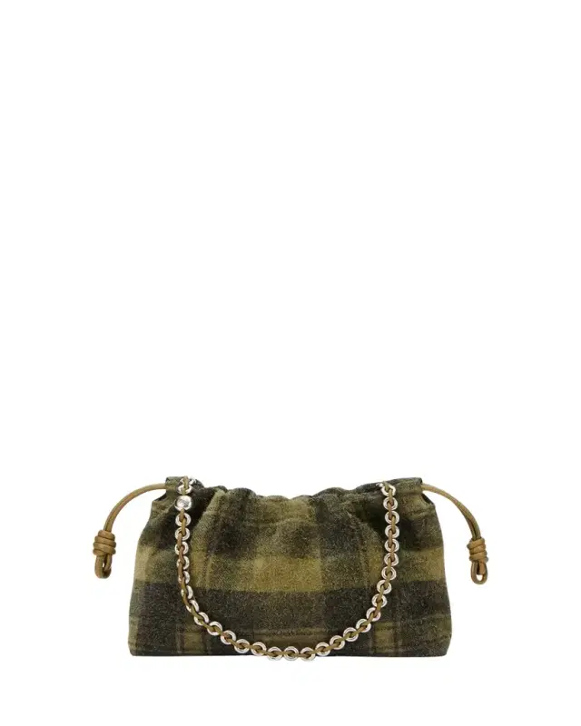 Flamenco Shoulder Bag in Plaid Calfskin Suede
