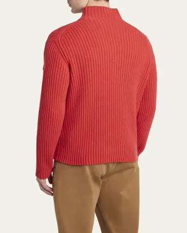 Moncler Men's Sleeve-Logo Ribbed Turtleneck Sweater | Thumbnail 3 Moncler Men's Sleeve-Logo Ribbed Turtleneck Sweater | Thumbnail 3