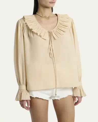 Chloe Ruffle Cotton Voile Blouse | Thumbnail 4 Chloe Ruffle Cotton Voile Blouse | Thumbnail 4