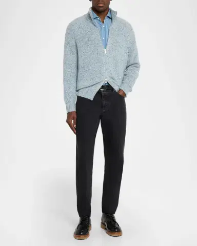 Brunello Cucinelli Men's Cashmere Zip Cardigan | Thumbnail 2 Brunello Cucinelli Men's Cashmere Zip Cardigan | Thumbnail 2