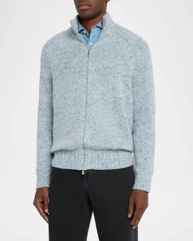 Brunello Cucinelli Men's Cashmere Zip Cardigan | Thumbnail 4 Brunello Cucinelli Men's Cashmere Zip Cardigan | Thumbnail 4