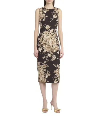 Dolce & Gabbana Rose Cretonne Charmeuse Sleeveless Midi Dress | Thumbnail 1 Dolce & Gabbana Rose Cretonne Charmeuse Sleeveless Midi Dress | Thumbnail 1