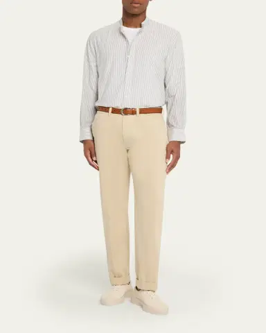 OFFICINE GÉNÉRALE Men's Cotton Twill Straight Fit Five-Pocket Pants | Thumbnail 2 OFFICINE GÉNÉRALE Men's Cotton Twill Straight Fit Five-Pocket Pants | Thumbnail 2
