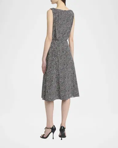 Dolce & Gabbana Draped Chevron Crepe Midi Dress | Thumbnail 2