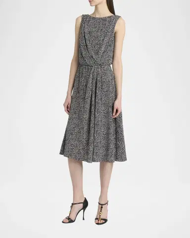 Dolce & Gabbana Draped Chevron Crepe Midi Dress | Thumbnail 3