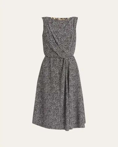 Dolce & Gabbana Draped Chevron Crepe Midi Dress | Thumbnail 5