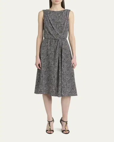 Dolce & Gabbana Draped Chevron Crepe Midi Dress | Thumbnail 6