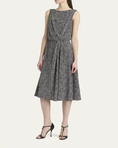 Dolce & Gabbana Draped Chevron Crepe Midi Dress | Thumbnail 8