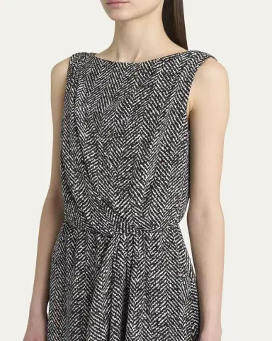 Dolce & Gabbana Draped Chevron Crepe Midi Dress | Thumbnail 9