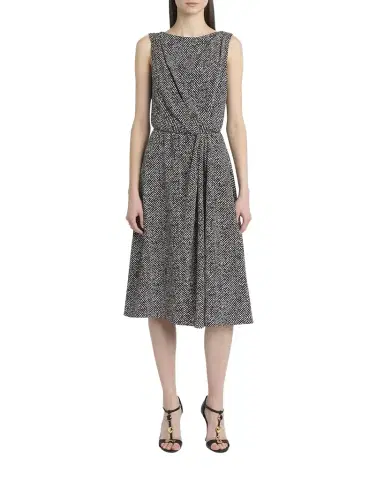 Dolce & Gabbana Draped Chevron Crepe Midi Dress | Thumbnail 1