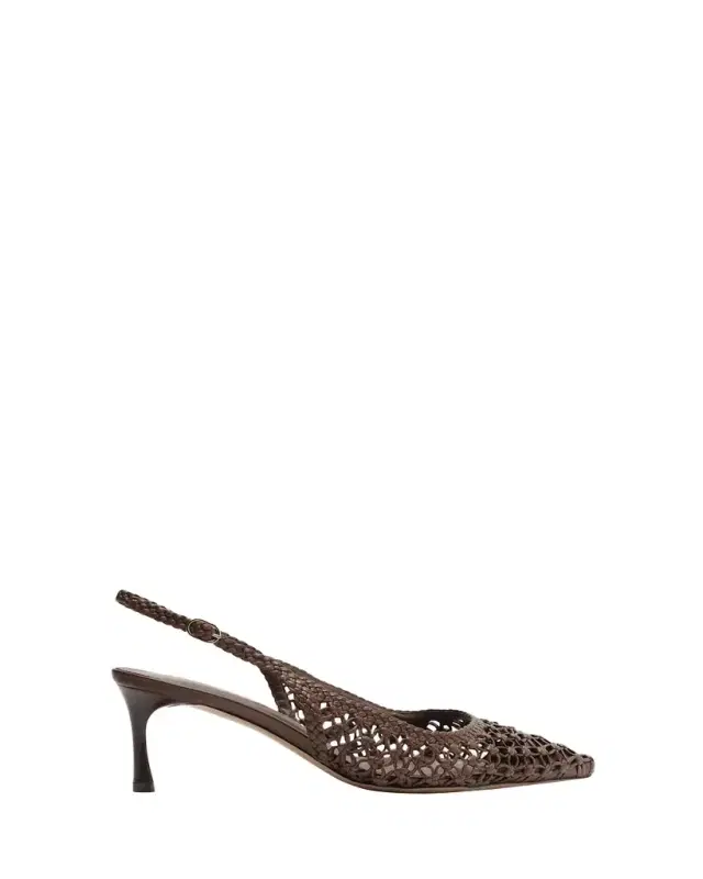 Jane Woven Leather Slingback Pumps