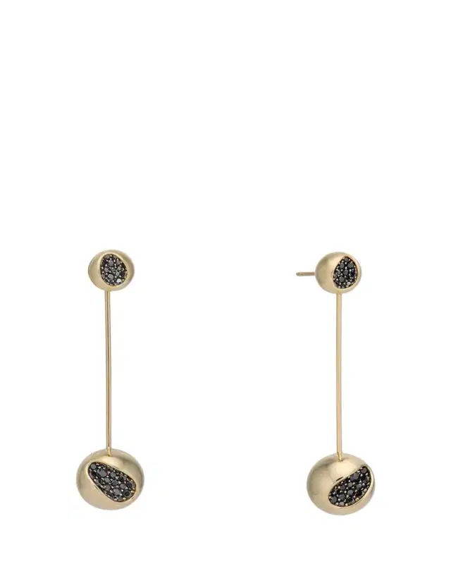 JV INSARDI 18K Long BLK Sapphire Pendulum Earrings