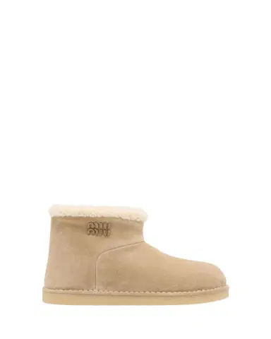 Miu Miu Suede Shearling-Lined Booties | Thumbnail 1