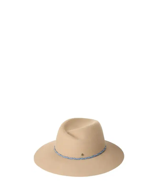 Maison Michel Virginie Braided Denim Wool Felt Fedora Hat