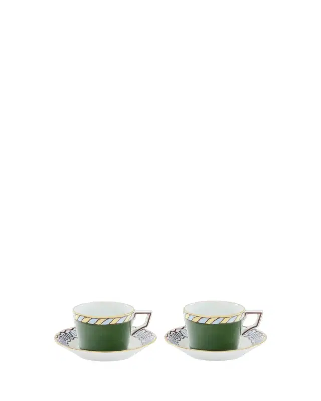 Il Viaggio di Nettuno Luna 7.4 oz. Teacups & Saucers, Set of 2