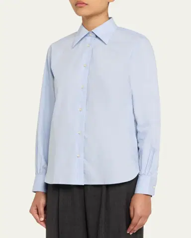 OFFICINE GÉNÉRALE Ella Long-Sleeve Cotton Poplin Shirt | Thumbnail 4