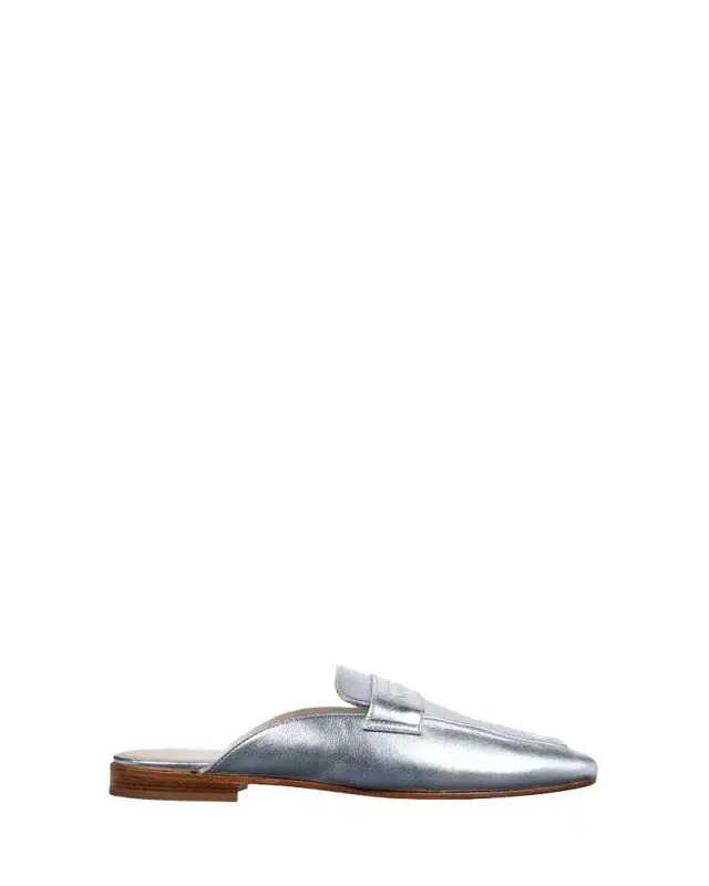 Riviera Metallic Leather Loafer Mules